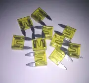 20 amp YELLOW MINI BLADE FUSES 11mm LONG SMALL SPADE FUSE PACKET OF 5 20amp420