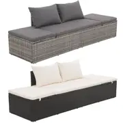 Outdoor Lounge Bed Poly Rattan 195x60x60cm Garden Sunlounger Black/Grey vidaXL