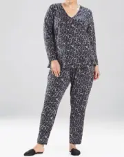 NWT N Natori Charcoal Gray/Black WILD INSTINCT LEOPARD Knit Pajama/Lounge Set 1X