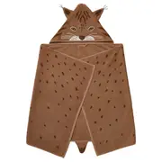 SKOGSDUVA towel with hood, lynx shaped/brown, 70x140 cm