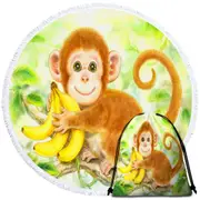 Art Painting for Kids Baby Monkey Round Beach Towel