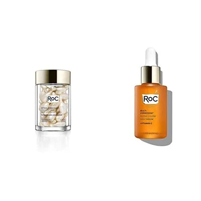 Roc AM to PM Glow + Smooth Serum Bundle: Roc Vitamin C Serum for Day + Retinol S