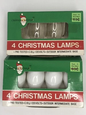 2 Vintage New Old Stock Christmas Trim Replacement Bulbs Lamps C-9 1/4