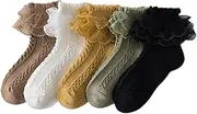 IYOU Mädchen Prinzessin Rüschen Socken Weiß Öse Gerüschte Socken Elastische Spitze Kleid Socken für Mädchen