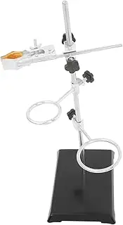 Luxshiny Adjustable Laboratory Ring Stand with Heavy Duty Base and Flexible Clamps for Stable Support Experiments for Flask and Beaker Holding Metalware