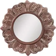 Decorative 9" Warm Taupe round Ceramic Accent Wall Mirror