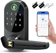 [TEKXDD] Smart Door Lock, Fingerprint Door 5-in-1 Electronic Fingerprint/Keyboard/Password/Bluetooth/IC Card Smart Lock for Home Bedroom Hotel Office Apartment(APP Smart Management)