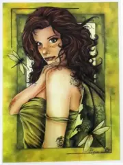 CUTE BRUNETTE FRECKLED FOREST FAIRY DRAGONFLY FAERIE VINYL STICKER/Car DECAL