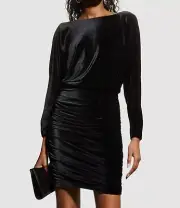 $246 Aidan by Aidan Mattox Women's Black Velvet Boat Neck Bodycon Dress Size US8