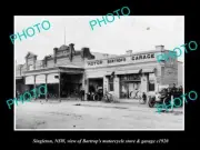 OLD 8x6 HISTORIC PHOTO OF SINGLETON NSW THE BARTROP MOTORCYCLE GARAGE c1920