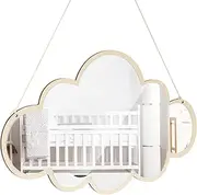 FOMIYES Mirror Cloud Wooden Mirror Cartoon Safety Shatterproof Mirror Wall Sticker Nordic Bedroom Nursery Decoration Mirror
