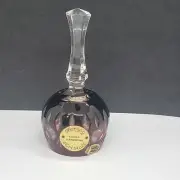 Herzog Kristal Kunst Handwerkl Crystal Dark Red Cut to Clear Bell 3.5" Germany