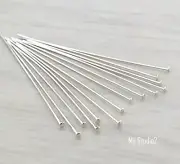 100x 26 gauge 1.5" 925 sterling silver dome cup flat head pin headpin F20s