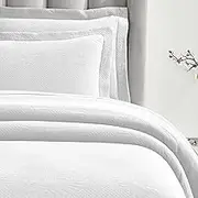 Superior 3 Piece Cotton Bedspread Set, Home Bed Decor, Decorative Bed Spread, 2 Pillow Shams, Medium Weight Blanket, Matelasse Coverlet, Bedding Essentials, Peploi Collection, King, White