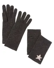 Hannah Rose Mini Star Intarsia 3-in-1 Cashmere Gloves