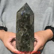 2.75LB Natural Labradorite Obelisk Quartz Crystal Point Wand Healing XA2312