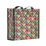 TAPESTRY SHOPPING TOTE BAG MULTICOLOURED TRIANGLES DESIGN
