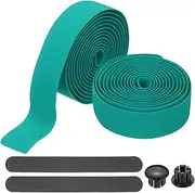 uxcell Bike Handlebar Tape, 2 Rolls 6.6 Feet Bike Grip Tape High-Elasticity EVA Foam Cycling Handle Wraps Comfortable Non-Slip Shock Bicycle Wrap with End Plugs for Road Bike, Dark Green