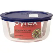 Pyrex Simply Store 4 Cup Round Storage Dish with Blue Lid