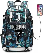 Soccer Player Star C Brother Type2 Backpack Travel Student Football Fans Bookbag for Men Women