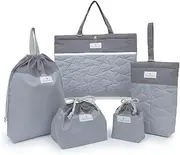 COLORFUL CANDY STYLE N8153900 Kindergarten Entrance Set, Dull Plain, Grayish Blue, Boys, School Entrance Preparation, Lesson Bag, Shoe Case, Children's Drawstring Bag