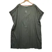Autograph Dress Size 30 Plus Green Khaki Pockets Linen Blend New