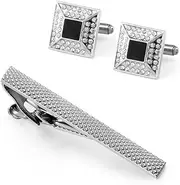 [KUHBDIE] Men's Business Tie Clip Cufflink Set Silver Cuff Nails Classic Suit Accessories