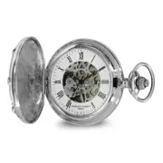 Charles Hubert Mens Full Hunter Skeleton & White Dial Mechanical Pocket Watch