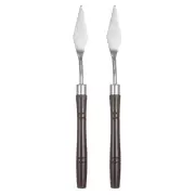 2pcs Painting Palette Knife 6.89" Flat Head Stainless Steel Blade, Red