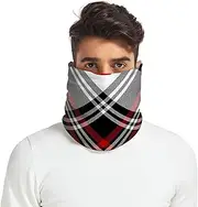 [Caihoyu] Winter Fleece Neck Warmer Scarf for Women and Men Thick Thermal Fleece Lined Face Mask Cold Weather Outdoor Sports Happy Valentine's Day Hearts Scotland Buffalo Plaid Tartan Check Black Red,