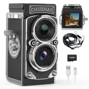Mini Vintage Digital Camera, Portable Retro Twin-Lens Reflex Style Digital Ca...