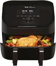 [Instant Pot] VersaZone Air Fryer comes with XXL Single and Double Air Frying Drawers complete with 8 Smart Programmes - Air Fry, Bake, Roast, Grill, Dehydrate, Reheat - Black, 8.5L