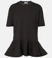 [Alaia] Alaïa Peplum cotton jersey T-shirt AU 8 black