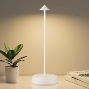 JICAI Cordless Table Lamp Rechargeable, Battery Operated 6000mAh Desk Lamp Touch Dimmable Lamp Outdoor Waterproof Portable Wireless Table Light, Small Table Lamp for Restaurant Bar/Outdoor (White)