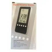 Easterseals Digital Alarm Clock Weather Station with Battery Silver Black - NEW
