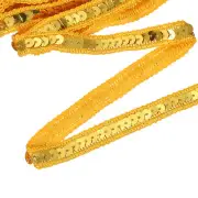 11 Yard Sequins Trim Ribbon 0.5 Inch Sequin Gimp Braid Trim, Yellow Gold