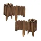Wood Garden Fence, Wooden Edging Border Decorative Small Picket 9.8x47inch 2pcs