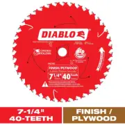 DIABLO 7-1/4in 40-Tooth Finish Circular Saw Blade Wood Carbide Coated Sharp Cuts