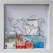Travel Adventure Archive Box | Ticket Shadow Box,Postcard Souvenir Piggy Bank,Ticket Storage Box,Frame Your Adventures,Relive The Journey,Photo Frame,Piggy Bank,Map Box,Adventures Box