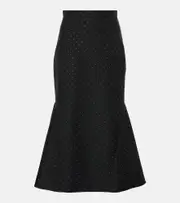 [Erdem] Erdem Polka-dot cotton and wool lamé midi skirt AU 10 black