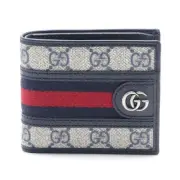 Gucci Ophidia GG Supreme Sherry Line Bifold Wallet Wallet PVC Coated Canvas Leat