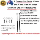 Pair Gas Struts 355mm fully open for Flexiglass Canopy match C16-28554 C16-06389