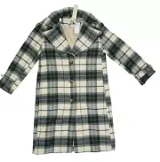 Banana Republic Green Plaid Coat Wool Blend Drop Collar Jacket Womens XSP