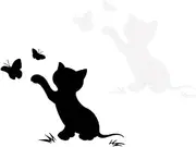 Cabilock 4Pcs Creative Cartoon Flapping Cat Car Stickers Durable Scratch Cover Decals Black White Reflective Effect Attractive Car Accessories for Cat Lovers