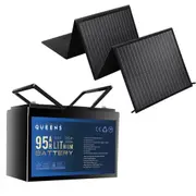 QUEENS 12V 1216Wh 100A Lithium Battery + VoltX 160W Solar Panel Kits