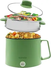 Electric Hot Pot, 1.5L Mini Multifunction Electric Cooker, with 2 Power Setting and Over-Heating Protection Control Ramen Cooker, Mini Non-Stick Electric Cookers for Stir Fry, Stew and Steam
