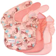 Tiny Twinkle - Mess-Proof Easy Bib 3 Pack - Leopard, Coral & Pale Peach Set