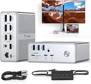 TobenONE Quad Monitor Docking Station with 4 HDMI, 18-in-1 DisplayLink Docking Station with 120W Charger, USB C Dock for Thunderbolt 4/3, USB-C Windows, MacBook(4 USB, 2 USB-C, Ethernet,SD/TF,Audio)