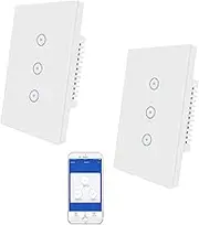 UseeLink Zigbee Smart Light Switch, Zigbee Light Switch, Touch Smart Wall Switch, Touch Panel Light Switch, Compatible with Alexa/Googlee,Smart Life,Requires neutral wire, requires a hub (3Way 2 Pack)