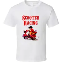 在飛比找蝦皮購物優惠-男士純棉 T 恤 Scooter Racing 爺爺退休趣味